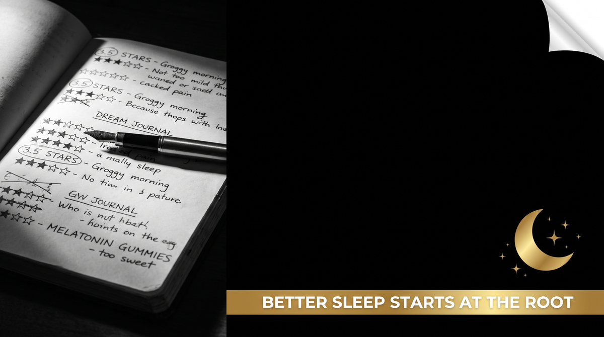 Open notebook with star rating reviews and handwritten notes