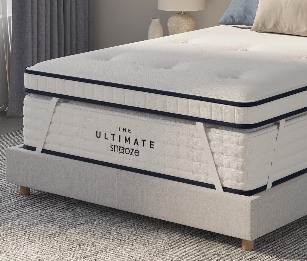 Organic latex mattress topper lifestyle — 2-inch GOLS certified Talalay latex, breathable, no chemical foam