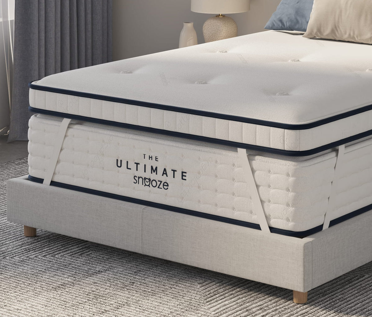 Organic latex mattress topper lifestyle — 2-inch GOLS certified Talalay latex, breathable, no chemical foam