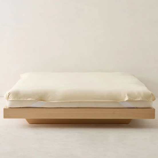 Complete organic sleep system — mattress, SnoozeLift, OrganicTech pillows, Breezeline sheets, protector