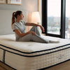 Organic latex mattress on bed frame — PureTal Talalay latex, pocketed coils reduce motion transfer, GOLS and GOTS certified