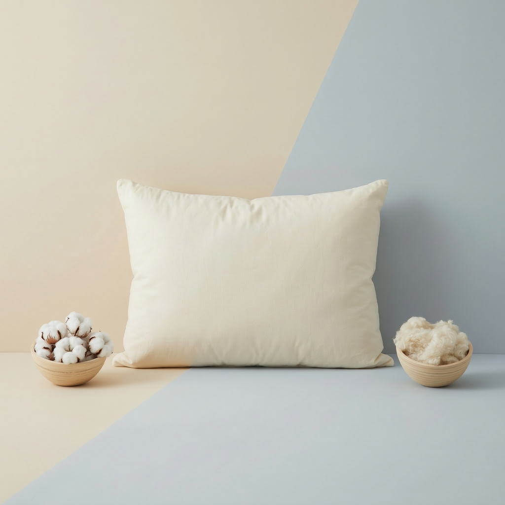 Organic pillow — OrganicTech Dual Sided, adjustable organic wool and cotton, chemical-free sleep support