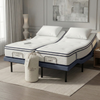Organic latex mattress split king bundle — dual SnoozeLift 5.0, Pillowtop mattresses, OrganicTech pillows, sheets