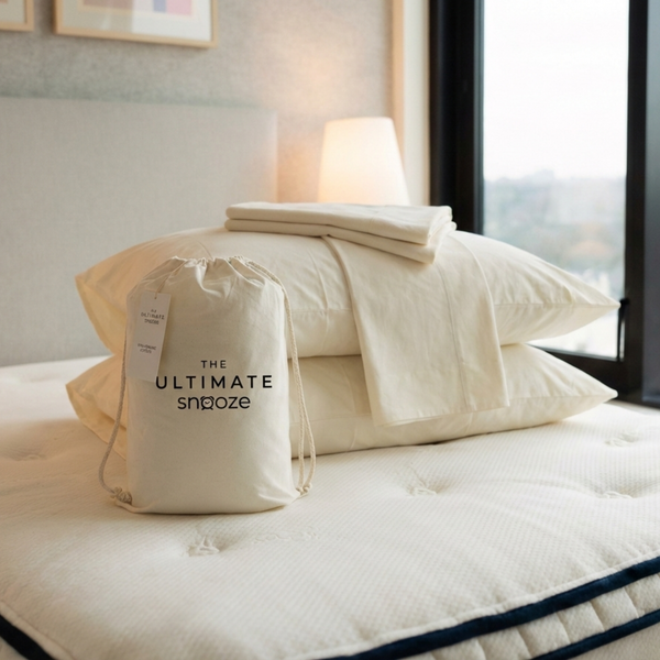 Organic cotton sheets with packaging — The Ultimate Snooze Breezeline set, GOTS certified, chemical-free bedding
