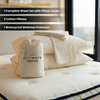 Organic bedding bundle on bed — Breezeline cooling weave sheets, chemical-free from mattress to skin