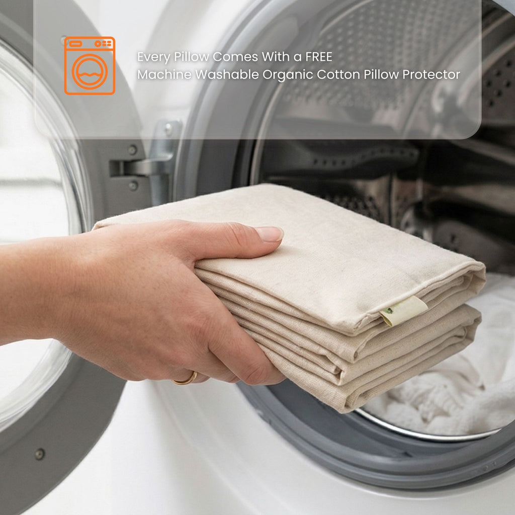 OrganicTech organic pillow — designed to mirror The Ultimate Snooze mattress support, Talalay latex, GOTS certified