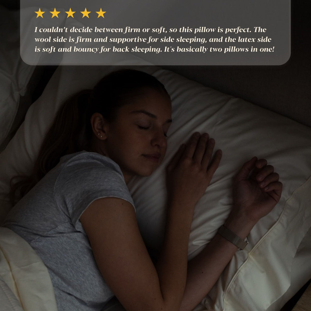 The Organic Snooze Pillow Dual Sided Firm or Plush - on bed lifestyle