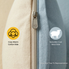 OrganicTech Dual Pillow zipper detail — Cozy Warm Cotton Side and Naturally Cool Wool Side, flip to switch sleep feel