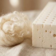 Traceable natural materials, including responsibly sourced wool and latex
