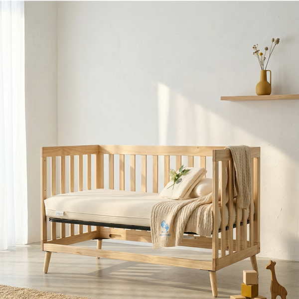 Organic baby sleep system bundle — Snooze Nest crib mattress, Breezeline sheets, MoistureGuard protector